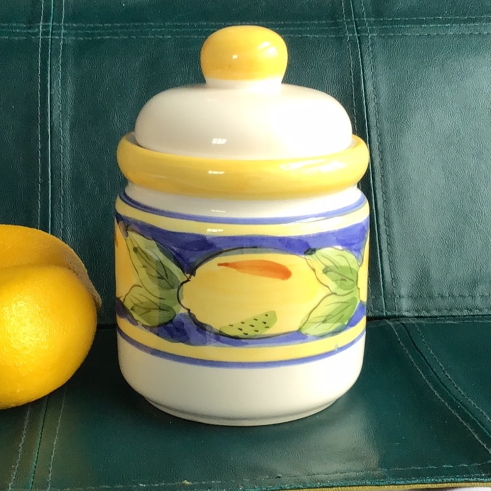 Ceramic Canister Lemon Themed 6”